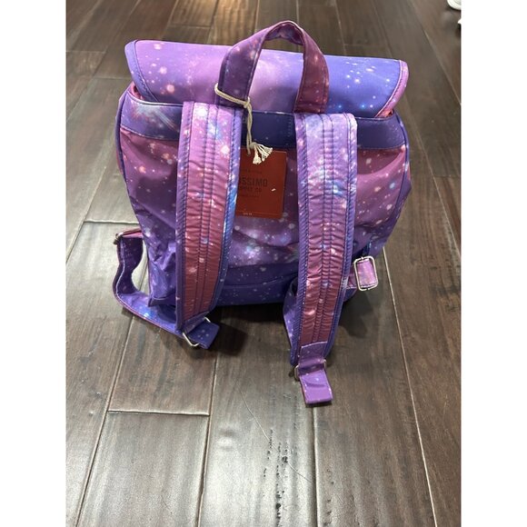 Mossimo Supply Co Galaxy Print Backpack Purple Adjustable Straps Zipper Pockets - Picture 7 of 12